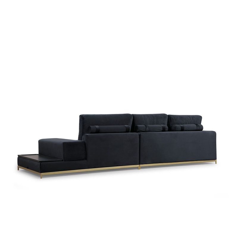 Casa si Gradina - Mobilier - Canapele si coltare - Canapele - Canapea 4 locuri, Hanah Home, lemn fag si pal, negru auriu, 320x102x84 cm - Infinity.ro