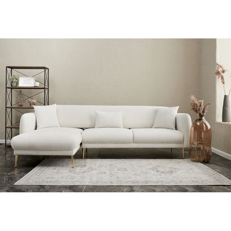 Casa si Gradina - Mobilier - Canapele si coltare - Coltare - Coltar extensibil, Atelier Del Sofa, lemn de fag, crem auriu, 266x133x95 cm - Infinity.ro