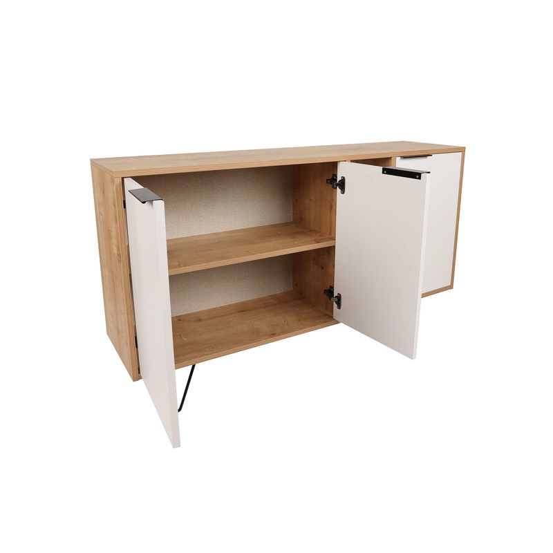 Casa si Gradina - Mobilier - Comode si corpuri - Console - Consola, Hanah Home, pal melaminat, stejar si alb, 142x35,6x83 cm - Infinity.ro