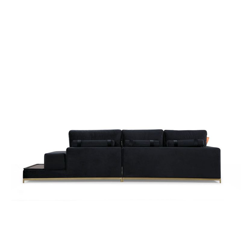 Casa si Gradina - Mobilier - Canapele si coltare - Canapele - Canapea 4 locuri, Hanah Home, lemn fag si pal, negru auriu, 320x102x84 cm - Infinity.ro