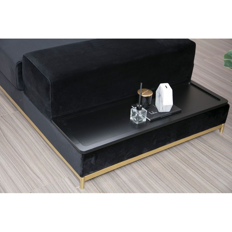 Casa si Gradina - Mobilier - Canapele si coltare - Canapele - Canapea 4 locuri, Hanah Home, lemn fag si pal, negru auriu, 320x102x84 cm - Infinity.ro