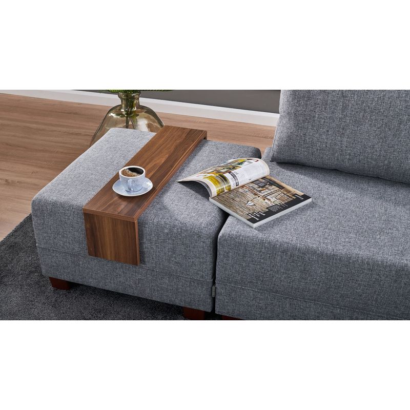 Casa si Gradina - Mobilier - Canapele si coltare - Coltare - Coltar extensibil, Hanah Home, lemn si panouri din fibre, gri, 210x280x70 cm - Infinity.ro