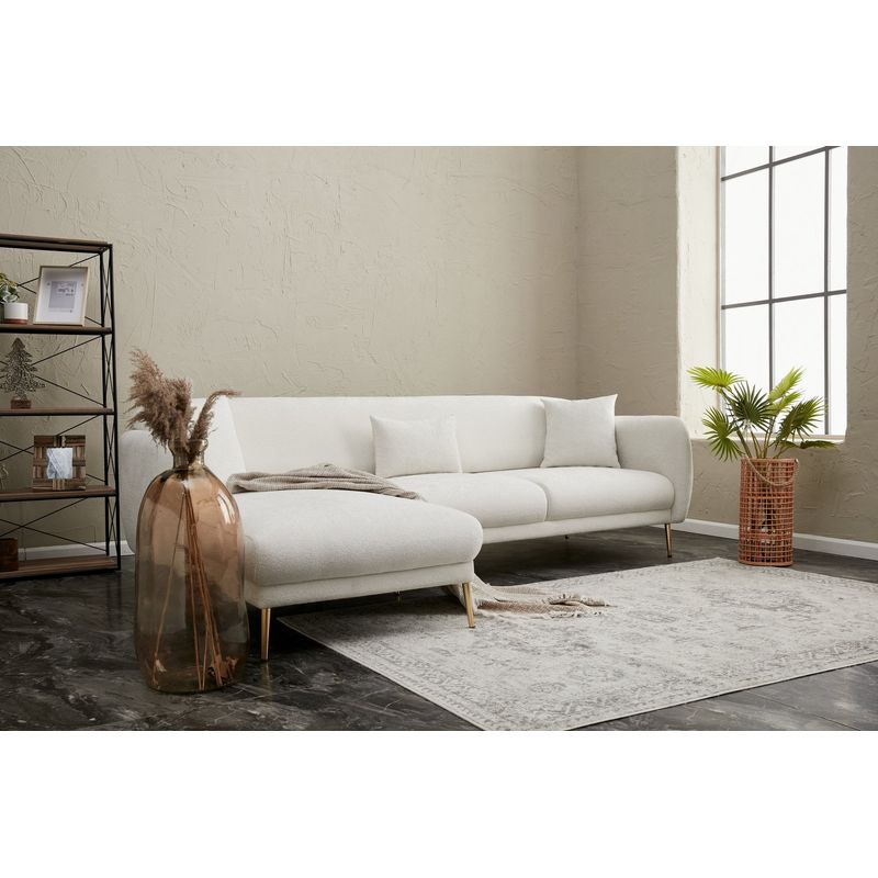 Casa si Gradina - Mobilier - Canapele si coltare - Coltare - Coltar extensibil, Atelier Del Sofa, lemn de fag, crem auriu, 266x133x95 cm - Infinity.ro