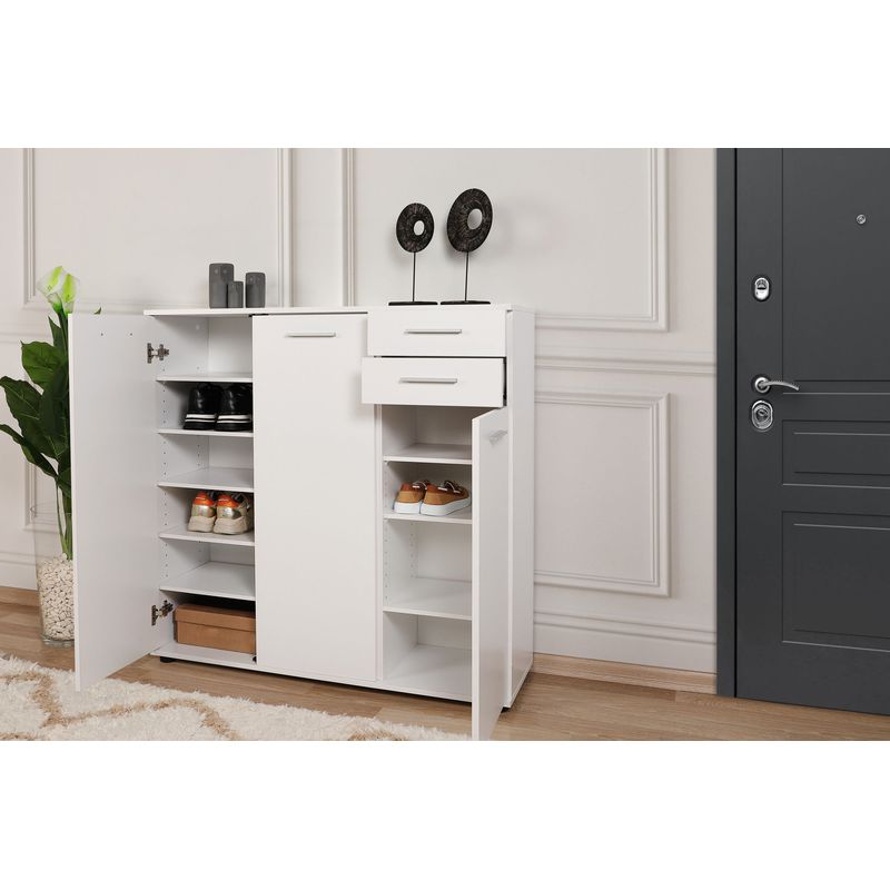 Casa si Gradina - Mobilier - Dulapuri si sifoniere - Dulapuri pantofi - Dulap pantofi, Hanah Home, pal melaminat, alb, 108x35x108 cm - Infinity.ro