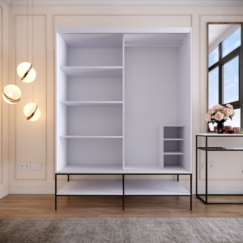 Casa si Gradina - Mobilier - Dulapuri si sifoniere - Sifoniere - Sifonier, Hanah Home, pal melaminat, alb negru auriu, 150x57x200 cm - Infinity.ro
