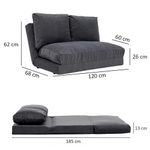 Casa si Gradina - Mobilier - Canapele si coltare - Canapele - Canapea extensibila, Hanah Home, metal si poliester, gri, 185x120 cm - Infinity.ro