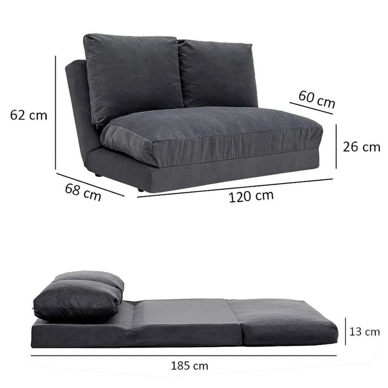 Casa si Gradina - Mobilier - Canapele si coltare - Canapele - Canapea extensibila, Hanah Home, metal si poliester, gri, 185x120 cm - Infinity.ro