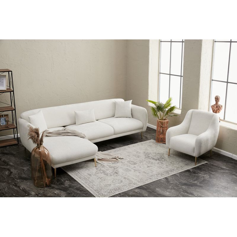 Casa si Gradina - Mobilier - Canapele si coltare - Coltare - Coltar extensibil, Atelier Del Sofa, lemn de fag, crem auriu, 266x133x95 cm - Infinity.ro