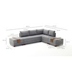 Casa si Gradina - Mobilier - Canapele si coltare - Coltare - Coltar extensibil, Hanah Home, lemn si panouri din fibre, gri, 210x280x70 cm - Infinity.ro