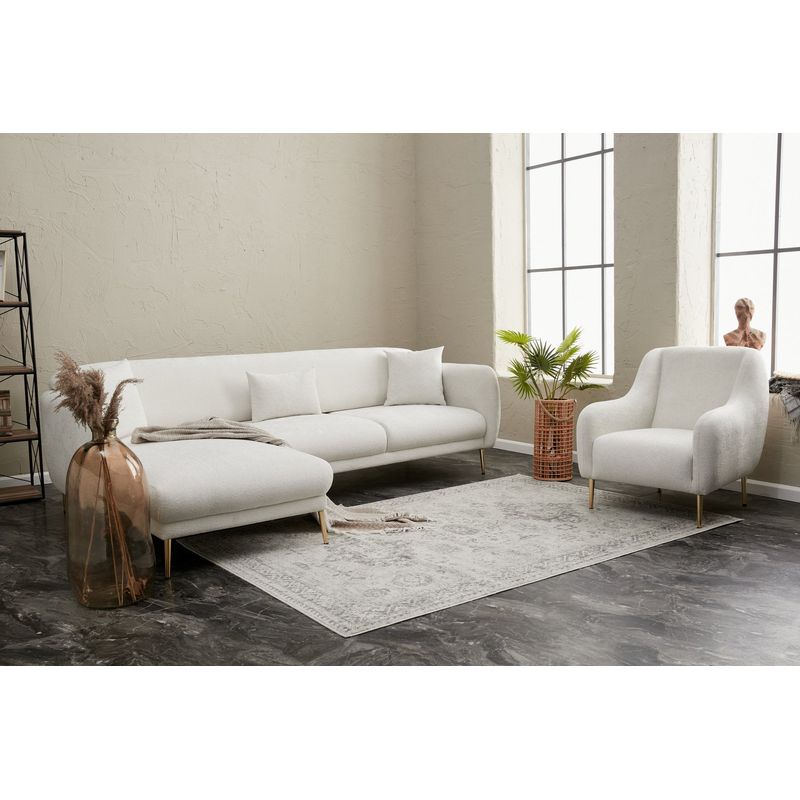 Casa si Gradina - Mobilier - Canapele si coltare - Coltare - Coltar extensibil, Atelier Del Sofa, lemn de fag, crem auriu, 266x133x95 cm - Infinity.ro
