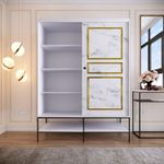 Casa si Gradina - Mobilier - Dulapuri si sifoniere - Sifoniere - Sifonier, Hanah Home, pal melaminat, alb negru auriu, 150x57x200 cm - Infinity.ro