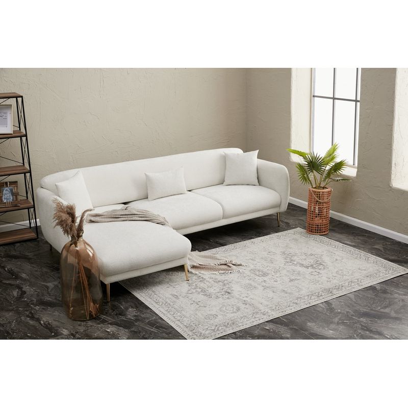Casa si Gradina - Mobilier - Canapele si coltare - Coltare - Coltar extensibil, Atelier Del Sofa, lemn de fag, crem auriu, 266x133x95 cm - Infinity.ro