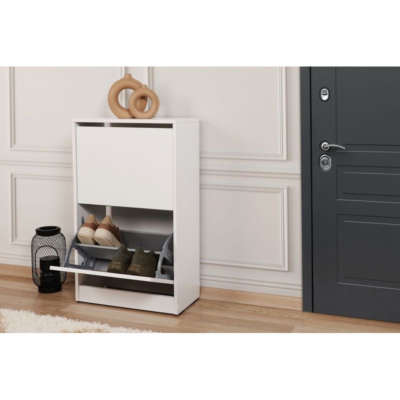 Casa si Gradina - Mobilier - Dulapuri si sifoniere - Dulapuri pantofi - Dulap pantofi, Hanah Home, pal melaminat, alb, 51x26x84 cm - Infinity.ro