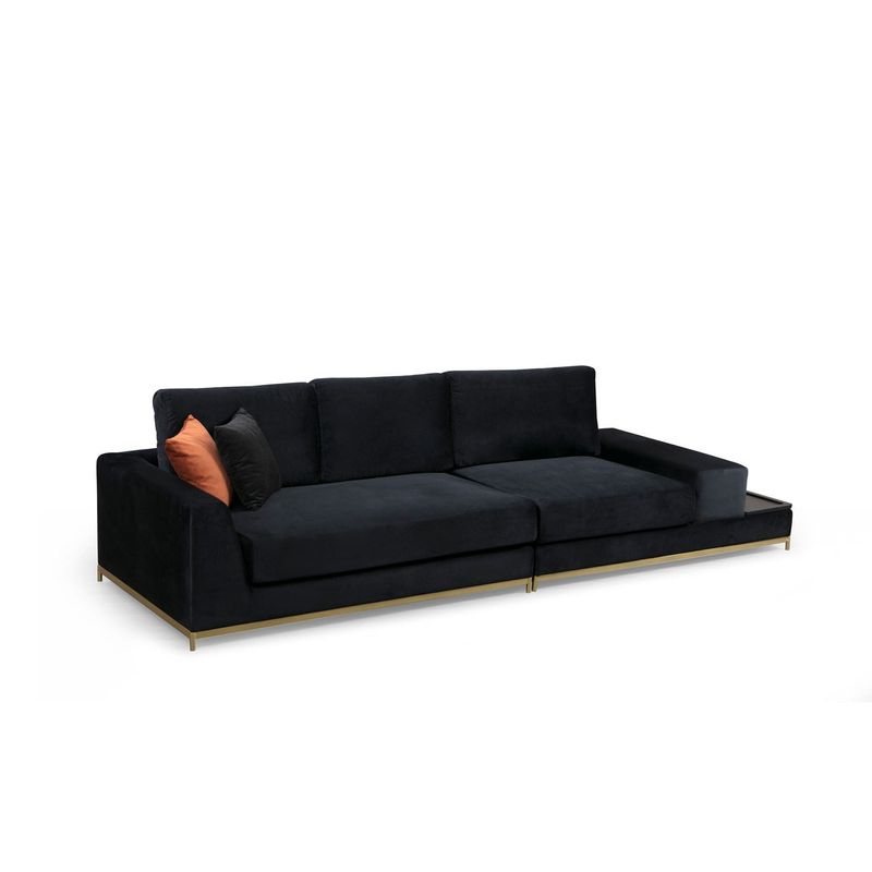 Casa si Gradina - Mobilier - Canapele si coltare - Canapele - Canapea 4 locuri, Hanah Home, lemn fag si pal, negru auriu, 320x102x84 cm - Infinity.ro