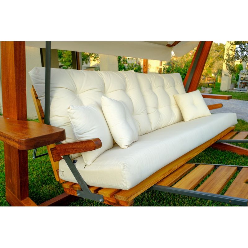 Casa si Gradina - Gradina si terasa - Balansoare si hamace - Balansoare - Balansoar de gradina, Hanah Home, lemn iroko, natural bej, 260x200x195 cm - Infinity.ro