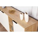 Casa si Gradina - Mobilier - Comode si corpuri - Console - Consola, Hanah Home, pal melaminat, stejar si alb, 142x35,6x83 cm - Infinity.ro