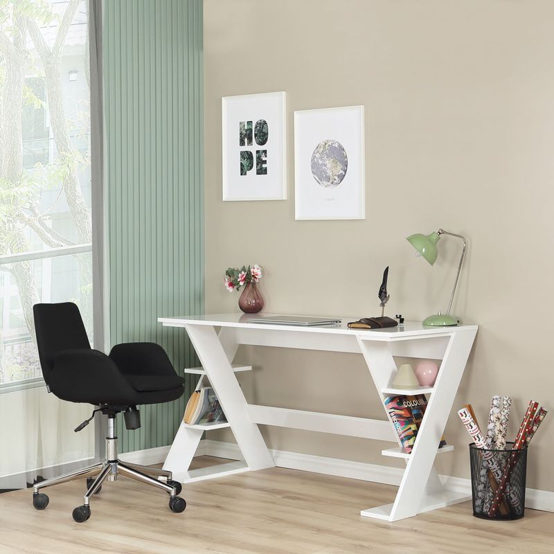 Casa si Gradina - Mobilier - Mese si birouri - Birouri - Birou de studiu, Hanah Home, pal, alb, 140x60x73 cm - Infinity.ro