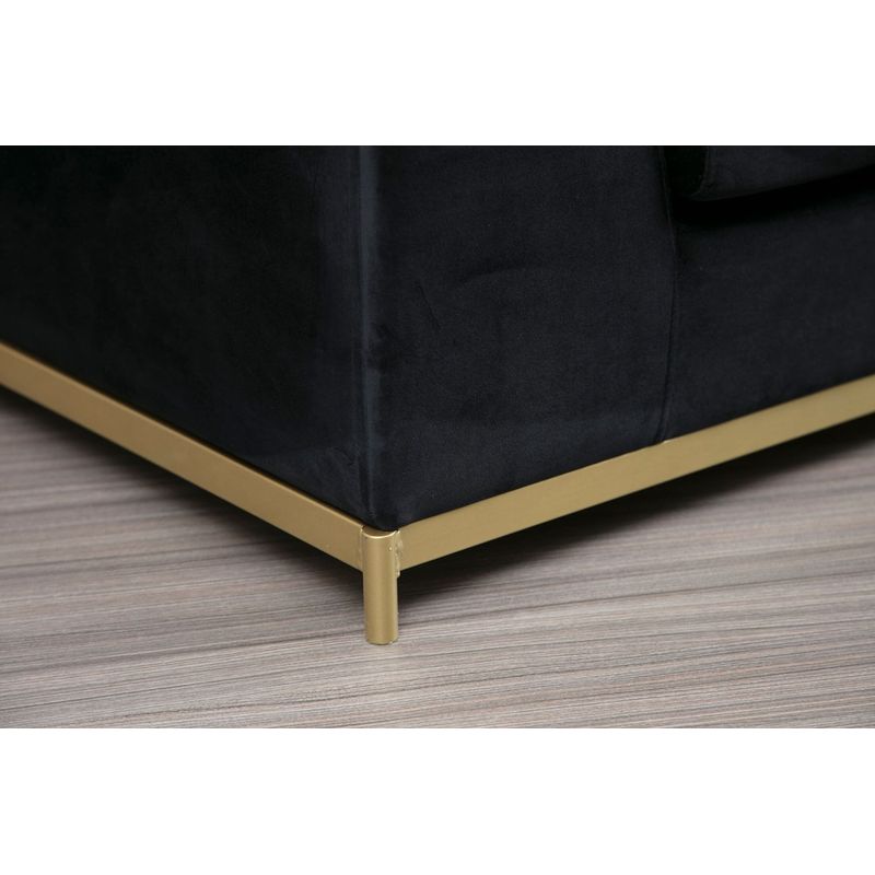 Casa si Gradina - Mobilier - Canapele si coltare - Canapele - Canapea 4 locuri, Hanah Home, lemn fag si pal, negru auriu, 320x102x84 cm - Infinity.ro