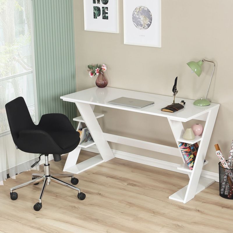 Casa si Gradina - Mobilier - Mese si birouri - Birouri - Birou de studiu, Hanah Home, pal, alb, 140x60x73 cm - Infinity.ro