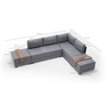 Casa si Gradina - Mobilier - Canapele si coltare - Coltare - Coltar extensibil, Hanah Home, lemn si panouri din fibre, gri, 210x280x70 cm - Infinity.ro