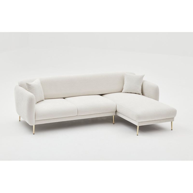 Casa si Gradina - Mobilier - Canapele si coltare - Coltare - Coltar extensibil, Hanah Home, lemn de fag, crem auriu, 266x133x95 cm - Infinity.ro