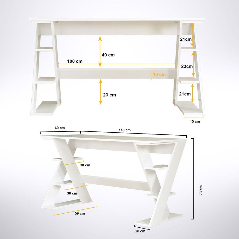Casa si Gradina - Mobilier - Mese si birouri - Birouri - Birou de studiu, Hanah Home, pal, alb, 140x60x73 cm - Infinity.ro