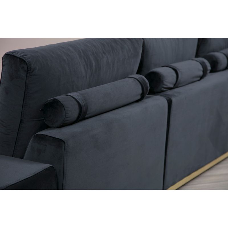 Casa si Gradina - Mobilier - Canapele si coltare - Canapele - Canapea 4 locuri, Hanah Home, lemn fag si pal, negru auriu, 320x102x84 cm - Infinity.ro