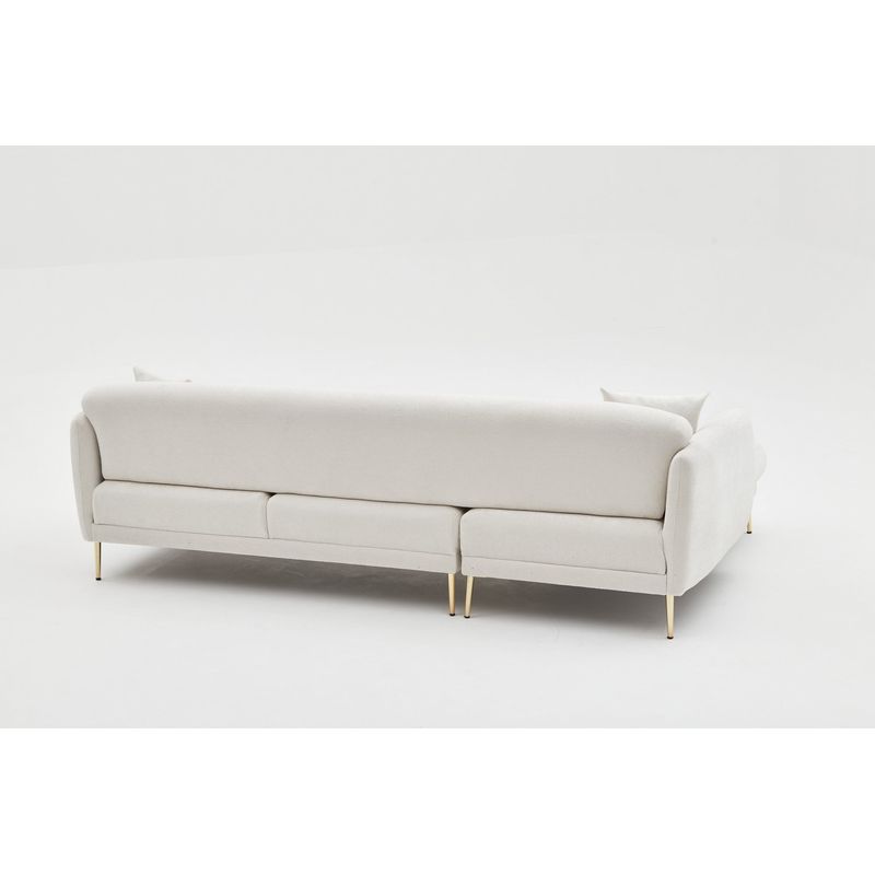 Casa si Gradina - Mobilier - Canapele si coltare - Coltare - Coltar extensibil, Atelier Del Sofa, lemn de fag, crem auriu, 266x133x95 cm - Infinity.ro