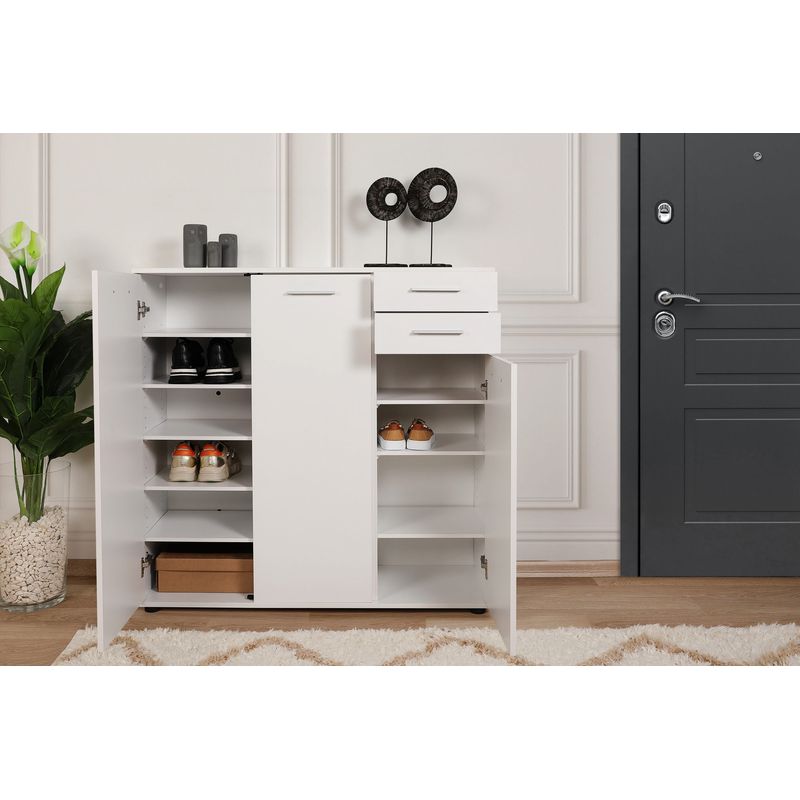 Casa si Gradina - Mobilier - Dulapuri si sifoniere - Dulapuri pantofi - Dulap pantofi, Hanah Home, pal melaminat, alb, 108x35x108 cm - Infinity.ro
