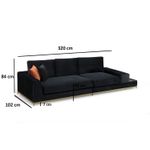 Casa si Gradina - Mobilier - Canapele si coltare - Canapele - Canapea 4 locuri, Hanah Home, lemn fag si pal, negru auriu, 320x102x84 cm - Infinity.ro