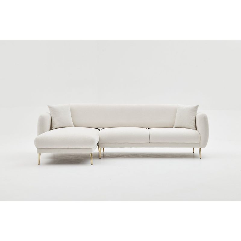Casa si Gradina - Mobilier - Canapele si coltare - Coltare - Coltar extensibil, Atelier Del Sofa, lemn de fag, crem auriu, 266x133x95 cm - Infinity.ro