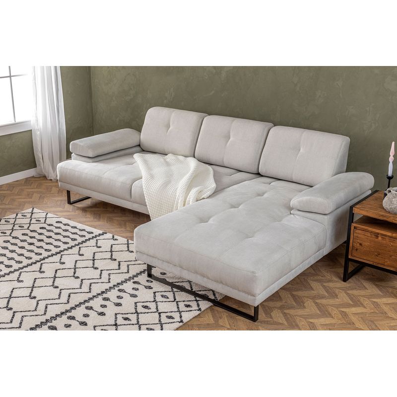 Casa si Gradina - Mobilier - Canapele si coltare - Coltare - Coltar, Hanah Home, lemn fag si pal, bej, 274x174 cm - Infinity.ro