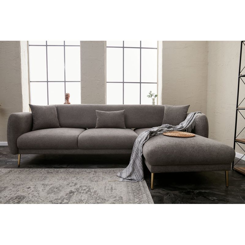 Casa si Gradina - Mobilier - Canapele si coltare - Coltare - Coltar extensibil, Atelier Del Sofa, lemn de fag, gri auriu, 266x133x80 cm - Infinity.ro