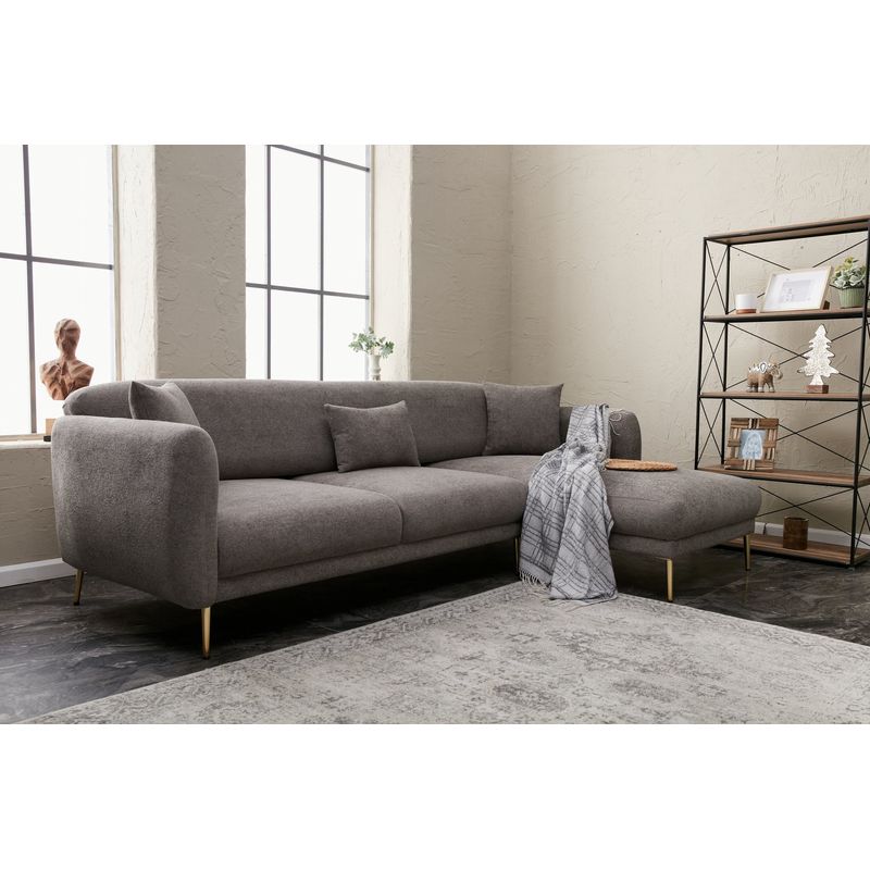 Casa si Gradina - Mobilier - Canapele si coltare - Coltare - Coltar extensibil, Atelier Del Sofa, lemn de fag, gri auriu, 266x133x80 cm - Infinity.ro