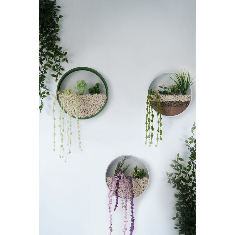 Casa si Gradina - Decoratiuni - Obiecte decorative - Plante artificiale - Plante artificiale de perete, Wallxpert, metal, verde alb, 30x30x5 cm - Infinity.ro