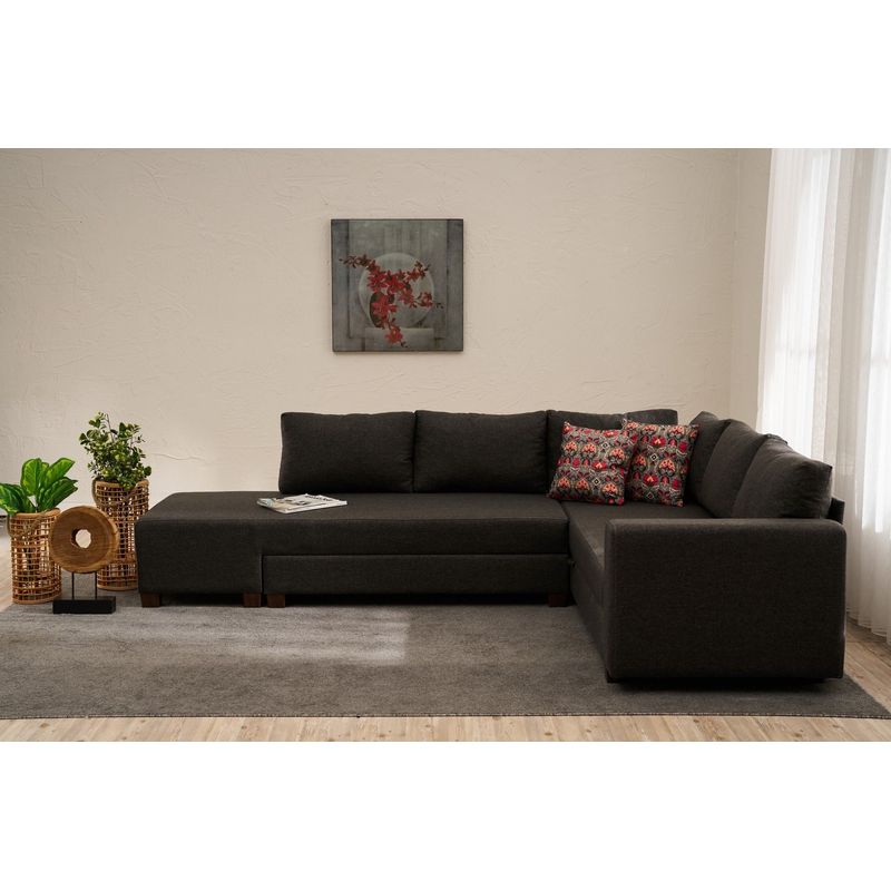 Casa si Gradina - Mobilier - Canapele si coltare - Coltare - Coltar extensibil, Atelier Del Sofa, cadru lemn si pal, antracit, 280x210x83 cm, 825BLC5254 - Infinity.ro