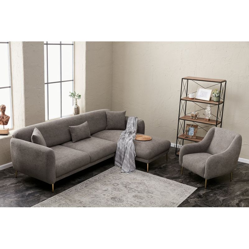 Casa si Gradina - Mobilier - Canapele si coltare - Coltare - Coltar extensibil, Atelier Del Sofa, lemn de fag, gri auriu, 266x133x80 cm - Infinity.ro