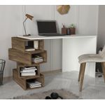 Casa si Gradina - Mobilier - Mese si birouri - Birouri - Birou de studiu, Hanah Home, pal melaminat, alb si nuc, 130x60x75 cm - Infinity.ro