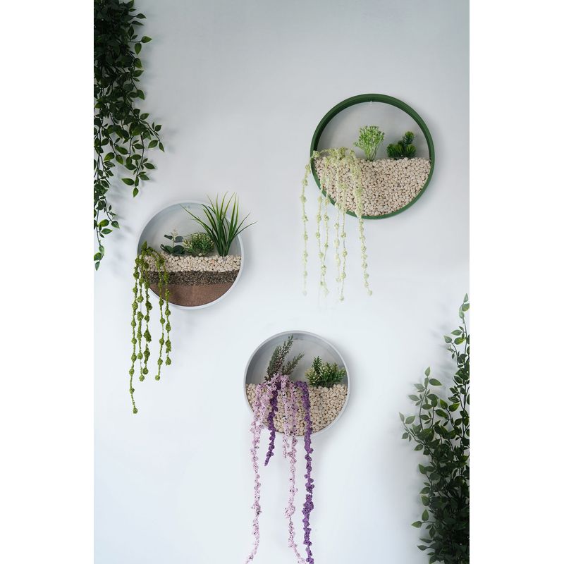 Casa si Gradina - Decoratiuni - Obiecte decorative - Plante artificiale - Plante artificiale de perete, Wallxpert, metal, verde alb, 30x30x5 cm - Infinity.ro