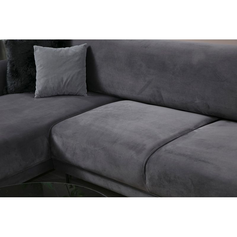 Casa si Gradina - Mobilier - Canapele si coltare - Coltare - Coltar extensibil, Hanah Home, lemn fag si pal, antracit, 287x169x96 cm, 560ARE1144 - Infinity.ro