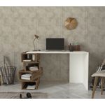Casa si Gradina - Mobilier - Mese si birouri - Birouri - Birou de studiu, Hanah Home, pal melaminat, alb si nuc, 130x60x75 cm - Infinity.ro