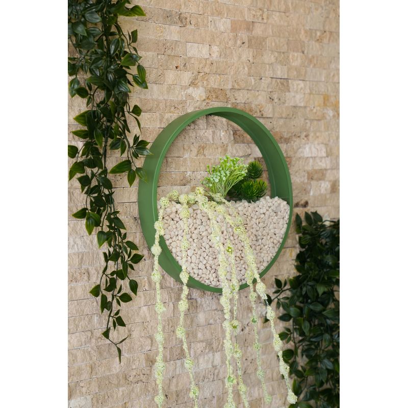 Casa si Gradina - Decoratiuni - Obiecte decorative - Plante artificiale - Plante artificiale de perete, Wallxpert, metal, verde alb, 30x30x5 cm - Infinity.ro