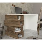 Casa si Gradina - Mobilier - Mese si birouri - Birouri - Birou de studiu, Hanah Home, pal melaminat, alb si nuc, 130x60x75 cm - Infinity.ro