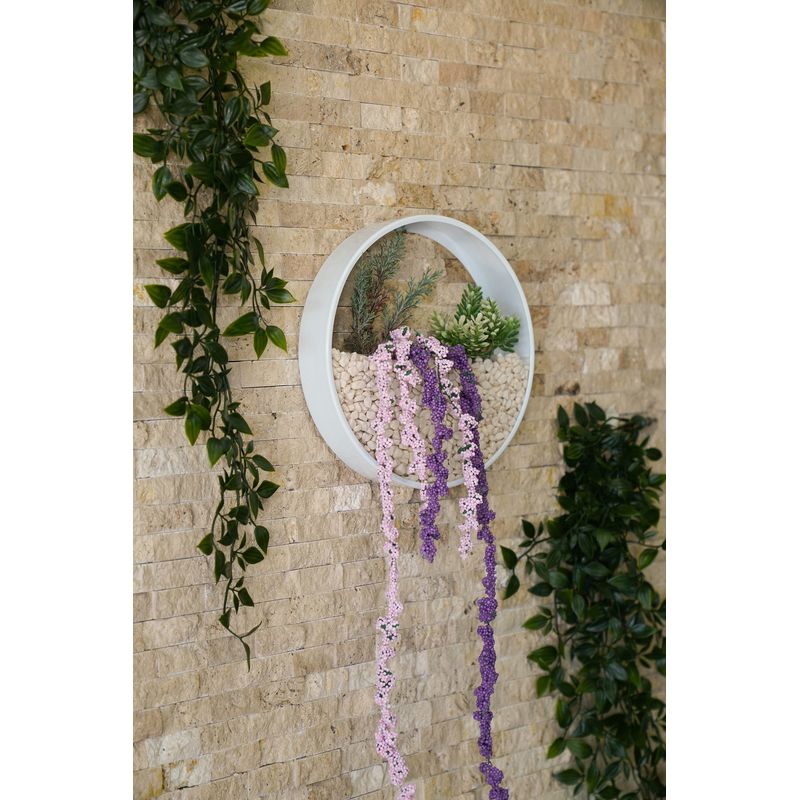 Casa si Gradina - Decoratiuni - Obiecte decorative - Plante artificiale - Plante artificiale de perete, Wallxpert, metal, verde alb, 30x30x5 cm - Infinity.ro