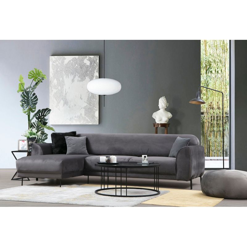 Casa si Gradina - Mobilier - Canapele si coltare - Coltare - Coltar extensibil, Hanah Home, lemn fag si pal, antracit, 287x169x96 cm, 560ARE1144 - Infinity.ro