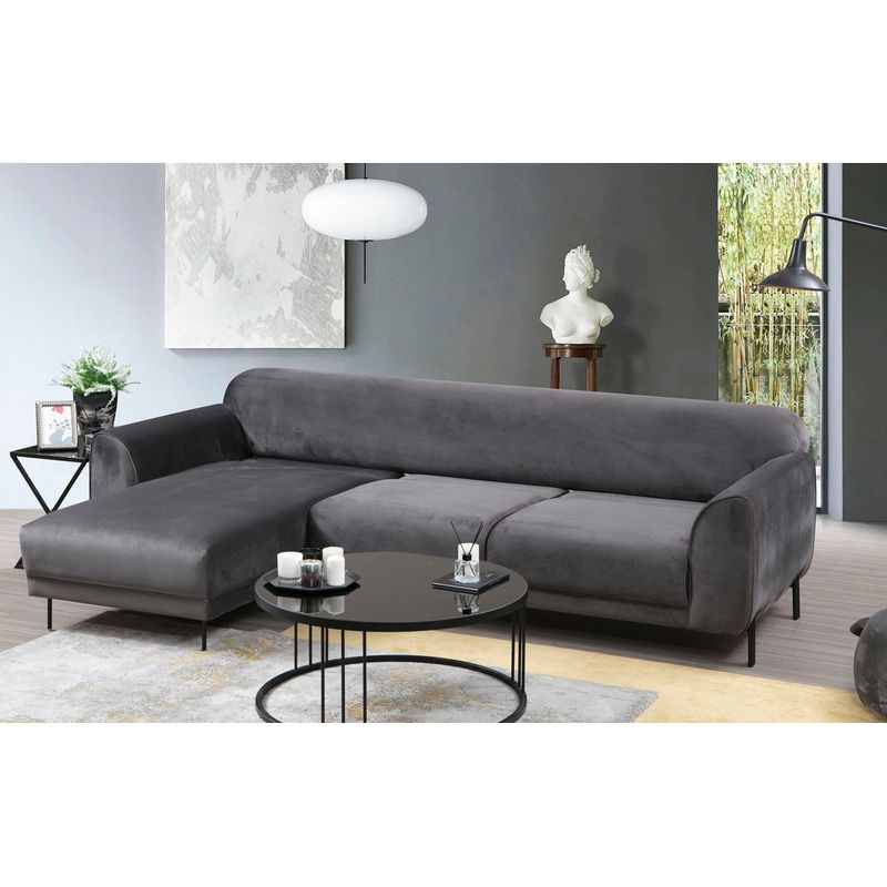 Casa si Gradina - Mobilier - Canapele si coltare - Coltare - Coltar extensibil, Hanah Home, lemn fag si pal, antracit, 287x169x96 cm, 560ARE1144 - Infinity.ro