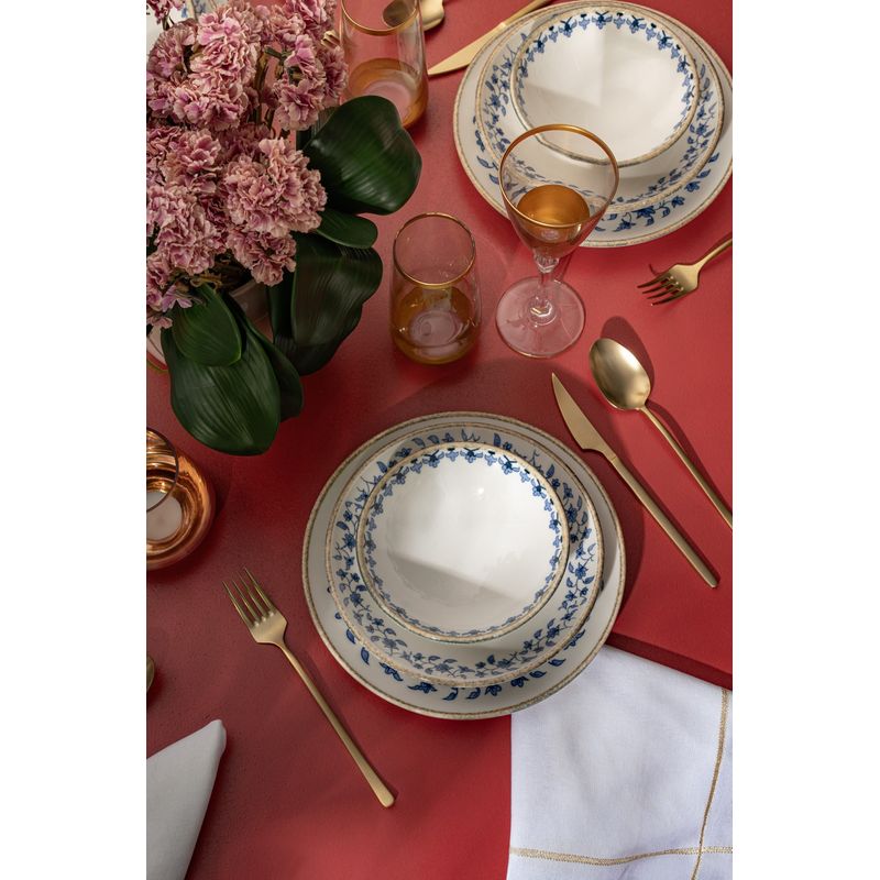 Casa si Gradina - Bucatarie si vesela - Vesela si tacamuri - Servicii de masa - Set de masa 18 piese, Hermia, portelan, albastru si alb - Infinity.ro