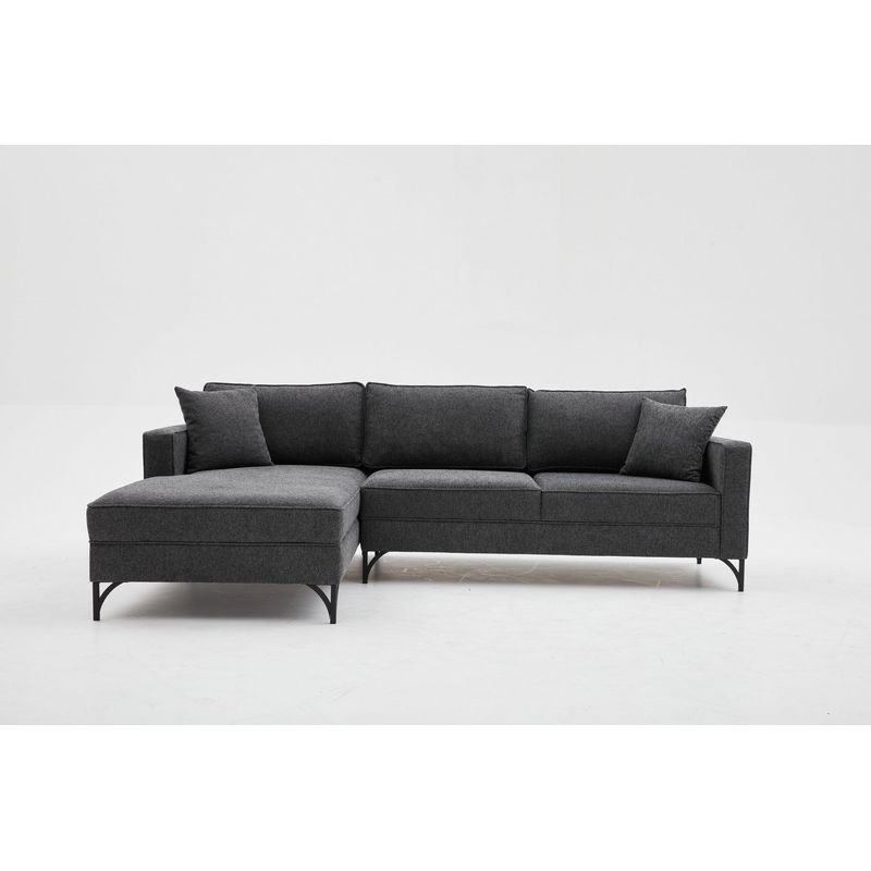 Casa si Gradina - Mobilier - Canapele si coltare - Coltare - Coltar, Atelier Del Sofa, lemn de fag, antracit si negru, 258x181x83 cm - Infinity.ro
