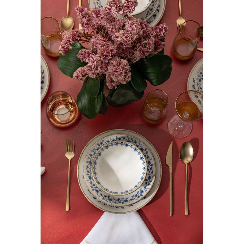 Casa si Gradina - Bucatarie si vesela - Vesela si tacamuri - Servicii de masa - Set de masa 18 piese, Hermia, portelan, albastru si alb - Infinity.ro