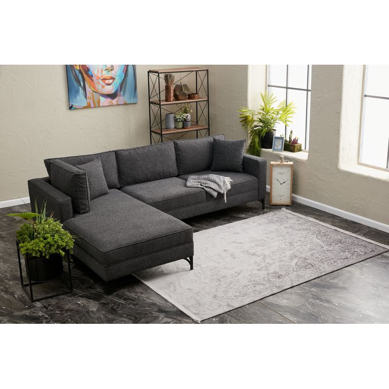 Casa si Gradina - Mobilier - Canapele si coltare - Coltare - Coltar, Atelier Del Sofa, lemn de fag, antracit si negru, 258x181x83 cm - Infinity.ro